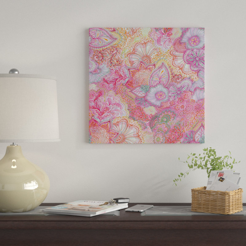 « safilles roses » par stéphanie corfee, impression sur toile, H 18 po x l 18 po x P 1,5 po, Toile avec cadre flottant noir