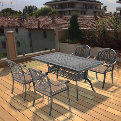 5-Piece Set Of Cast Aluminum Patio Furniture With  Cushions