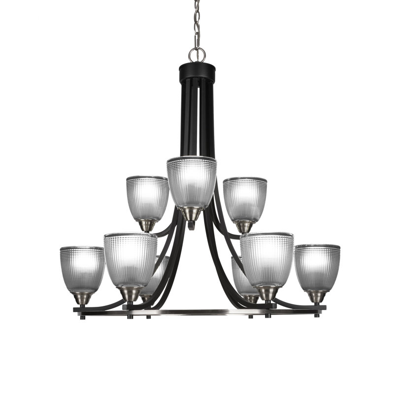 Lustre 9 lumières, Gris, Matte Black/Nickel