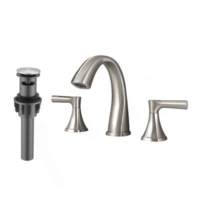 Robinet de lavabo de salle de bain à deux poignées à 3 trous avec ensemble de drain (nickel brossé)