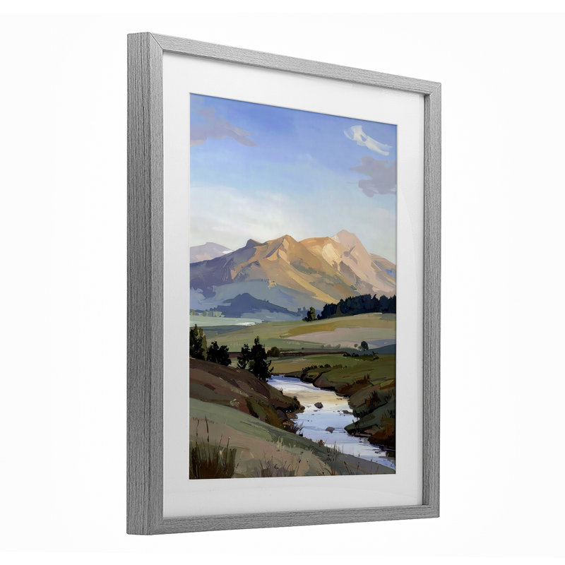 Across The Valley River, reproduction sous verre encadrée, design par Alonza Saunders, H 21 po x l 17 po