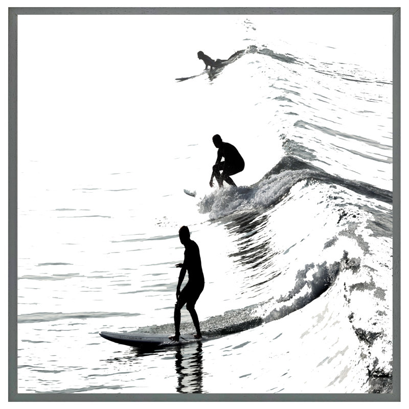 Cahokia Surfers - Single Picture Frame Print, 61cm H x 61cm W x 4cm D, Grey Framed