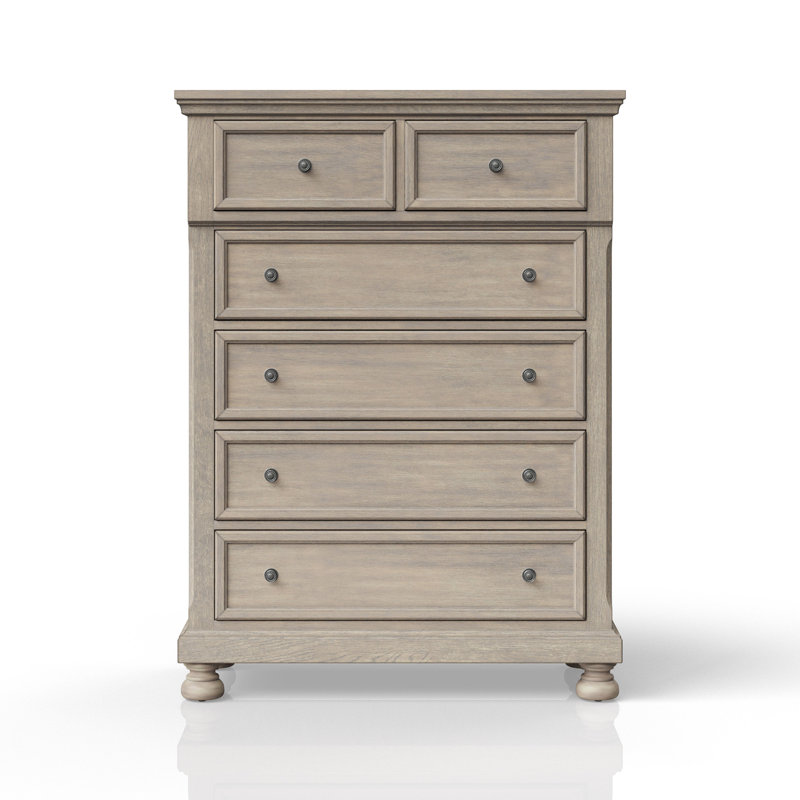 Commode 5 tiroirs gris antique