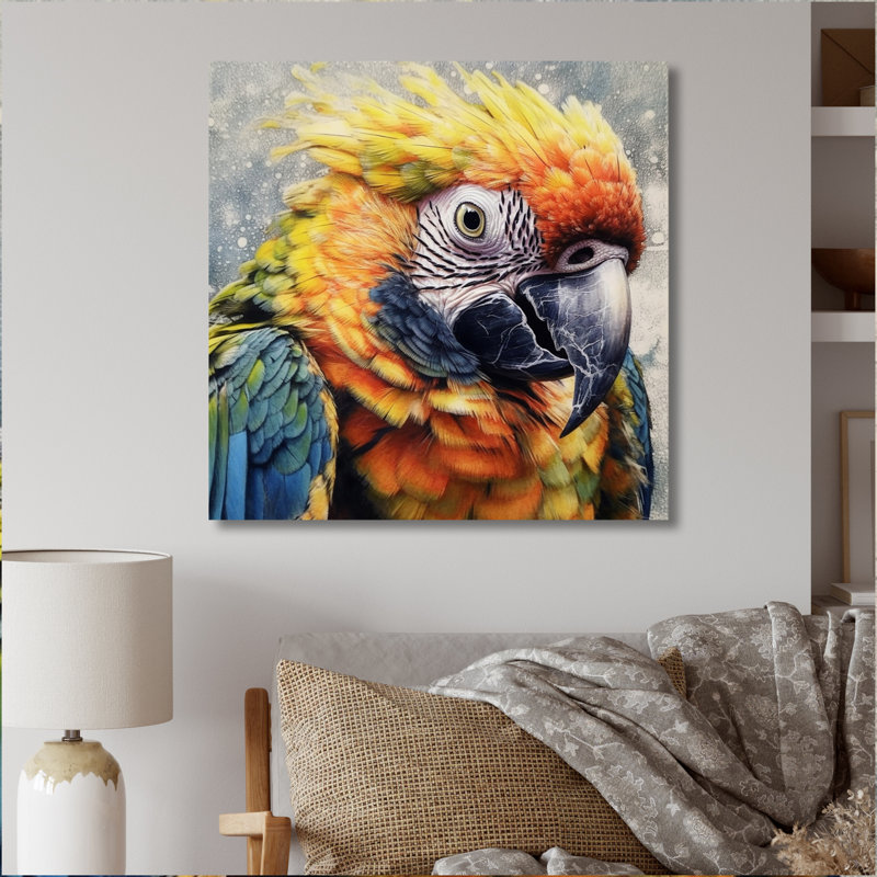 Perroquet tropical au paradis I sur toile, H 30 po x l 30 po x P 1 po, Toile tendue