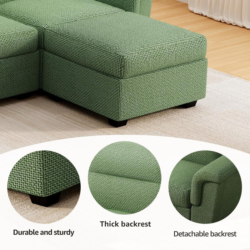 Canapé modulaire réversible avec rangement 6 pièces, Vert