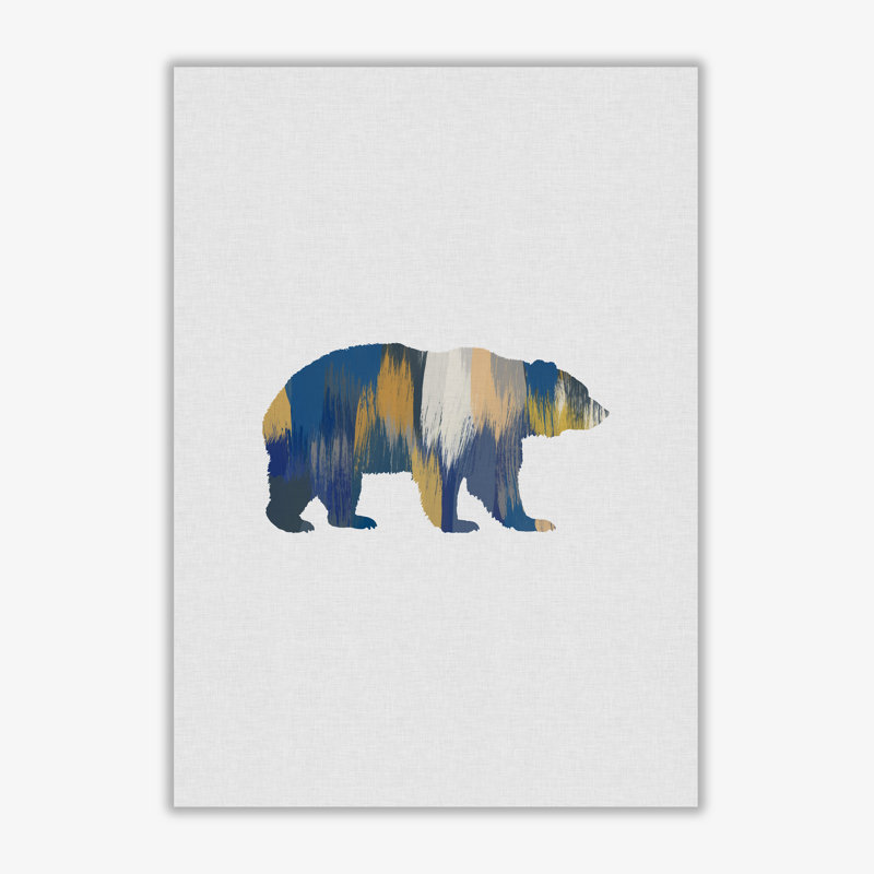 Bear Blue And Yellow Animal Art - Print, 59.4cm H x 42cm W x 4cm D, Wrapped Canvas