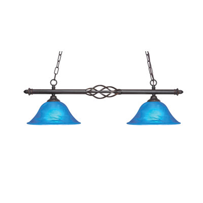 Elegante 2 Light Island Light Shown In Dark Granite Finish With 10" Glass