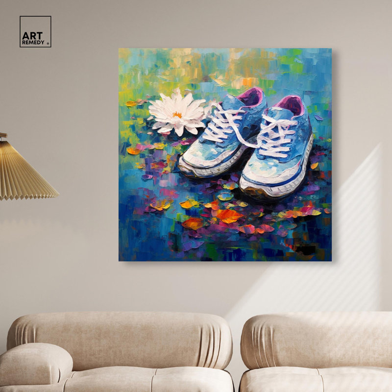 Art mural Lily Art Sneaker, H 12 po x l 12 po, Toile tendue, Peinture sans cadre