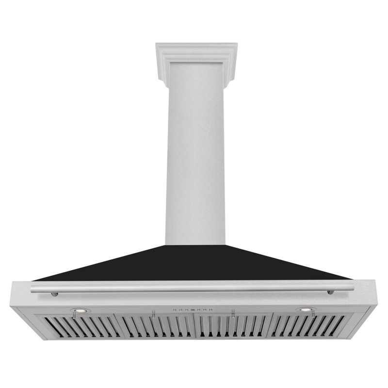 ZLINE 48" Fingerprint Resistant Stainless Steel Range Hood with Stainless Steel Handle, Black Matte