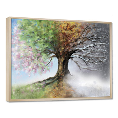 Arbre sur toile, impression de nature quatre saisons - Arbre avec quatre saisons