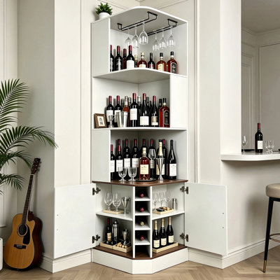 73" H x 20" W Corner Bar Cabinet With Wine Storage