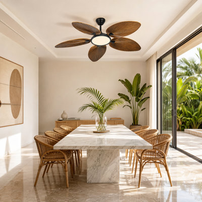 Ventilateur de plafond 5 pales 52 "avec lumière DEL et télécommande