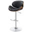 Tabouret de bar Mid-Century moderne: noir et tabouret de chambre - réglable, revêtement, dossier en noyer, base