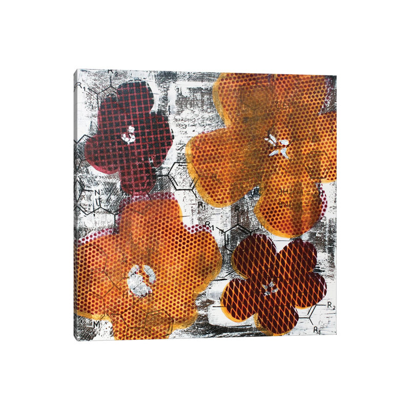 Four Flowers And Unexpected Chemical Reaction by Taylor Smith - Painting on Canvas, Wrapped Canvas