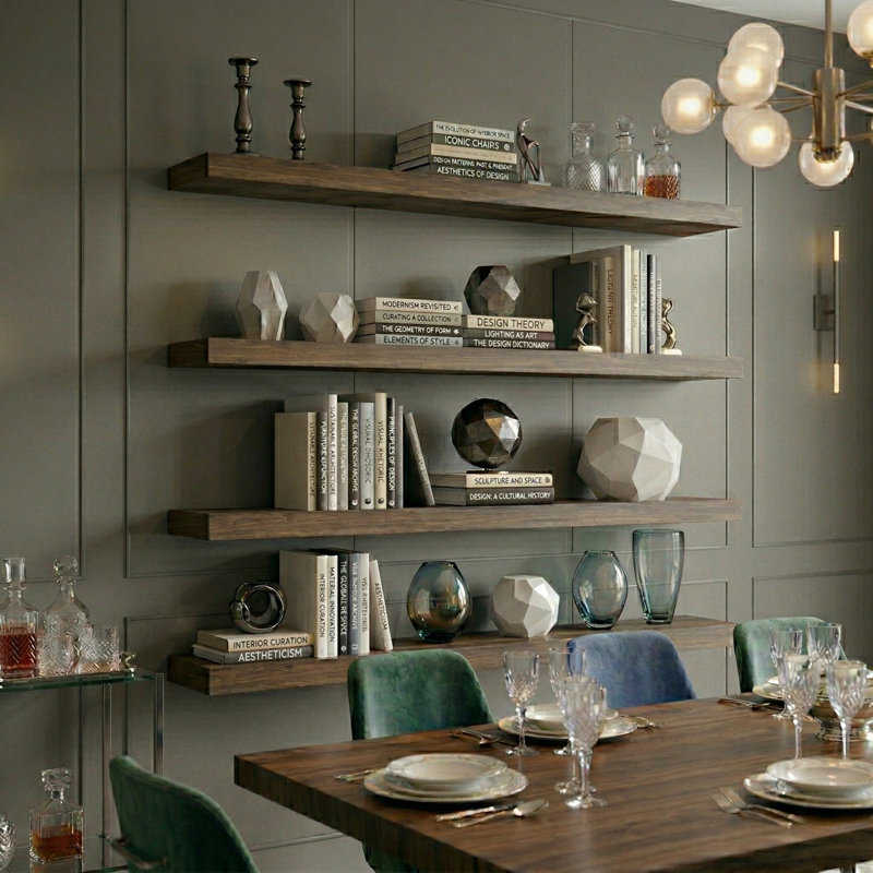 Rift White Oak Floating Shelf, Gray Wood