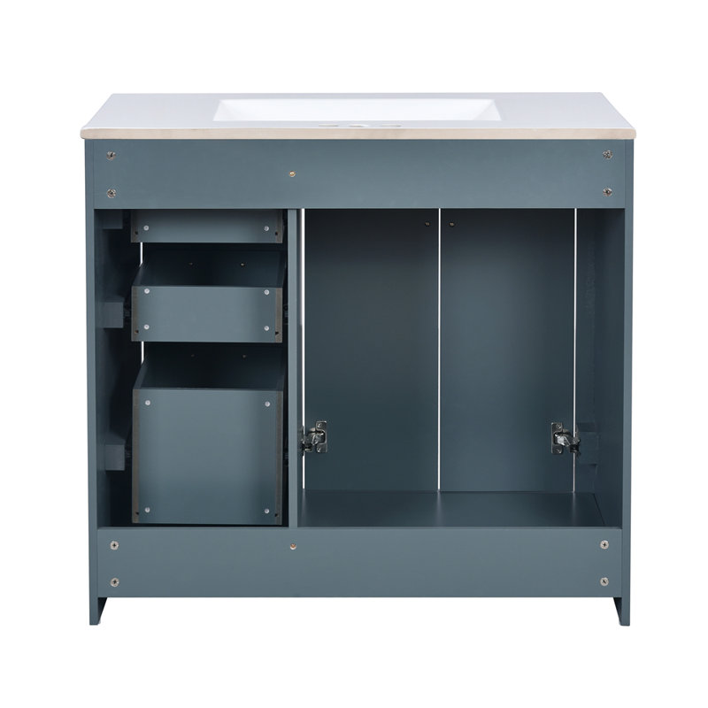 Ensemble de meuble-lavabo autoportant 36 po avec 3 tiroirs et portes à fermeture douce 36 po, Bleu