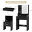 Dressing Table With Charging, Led Lighted Mirror Makeup Vanity With Storage Stool, Glass Tabletop-2122011640