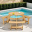 Table de pique-nique ronde pour 6 personnes avec 3 bancs intégrés et trou pour parasol Evislandys-450585128