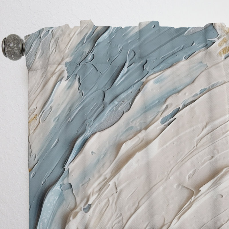 Gold and Blue Vibrant Spirals II - Modern Velvet Curtain - Room Darkening - 1 Panel, 52" W x 63" L