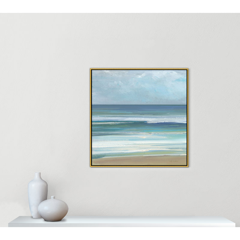 «Gentle Waves I» par Sally Swatland, H 37,5 po x l 37,5 po, Flotteur doré