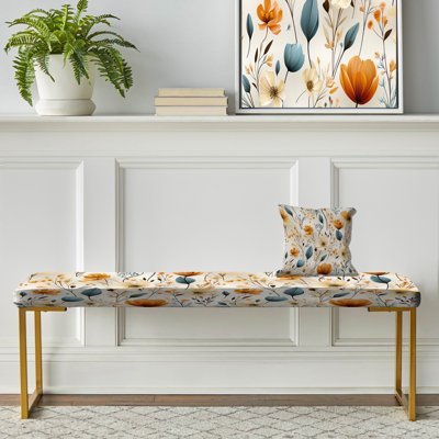 Banc floral rembourré or