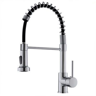 Commercial Black Kitchen Faucet With Pull Down Sprayer, Single Handle Single Lever Kitchen Sink Faucet