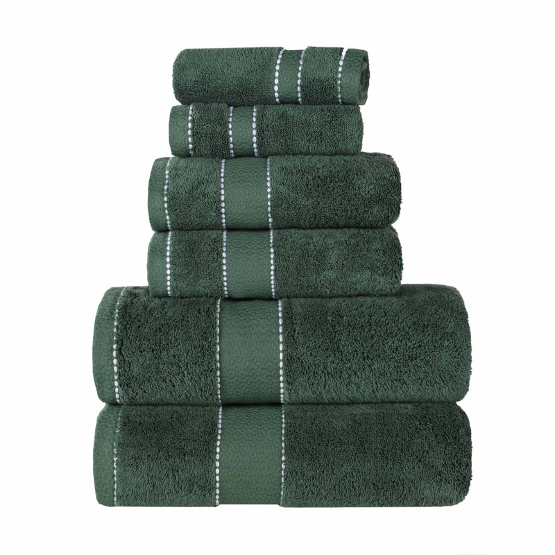 Niles 6 Piece Egyptian Giza Cotton Towel Set, Forest Green