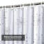 Rideau de douche à motif floral gris et blanc avec 12 crochets-1255958168