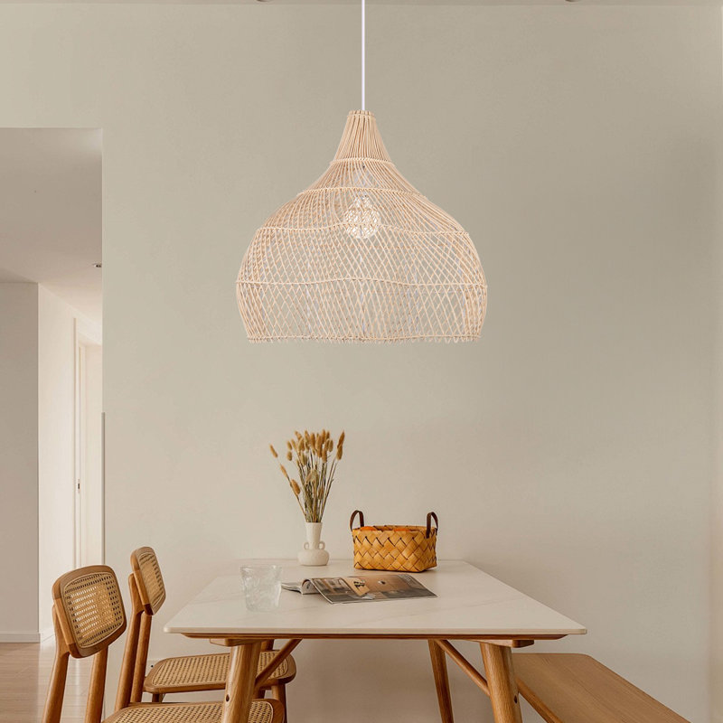 Luminaire suspendu beige à 1 lumière Aquera, H 19,68 po x l 21,65 po x P 21,65 po, Natural