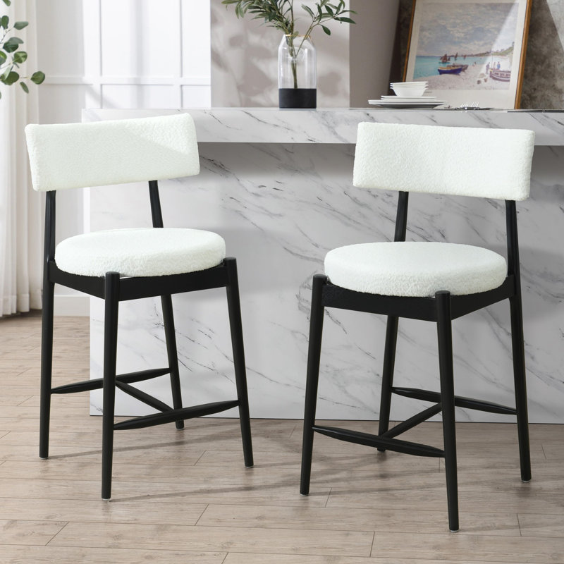 Tabouret de comptoir de style moderne Mid-Century, Noir, Beige
