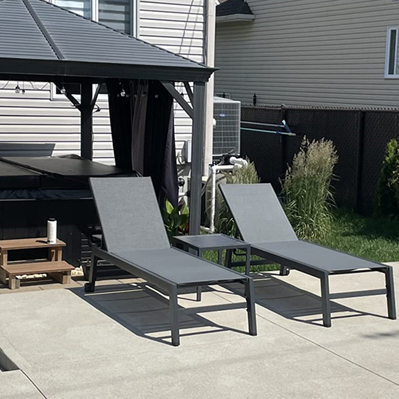 Chaise longue d'extérieur à roulettes pour l'extérieur 2 pièces PURPLE LEAF, Gris