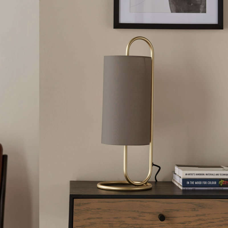 Balalan 50Cm Table Lamp, Antique Brass  Base/Grey Shade