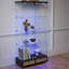 Vitrine avec bibliothèque en verre, grands tiroirs et lumière DEL-1840593155