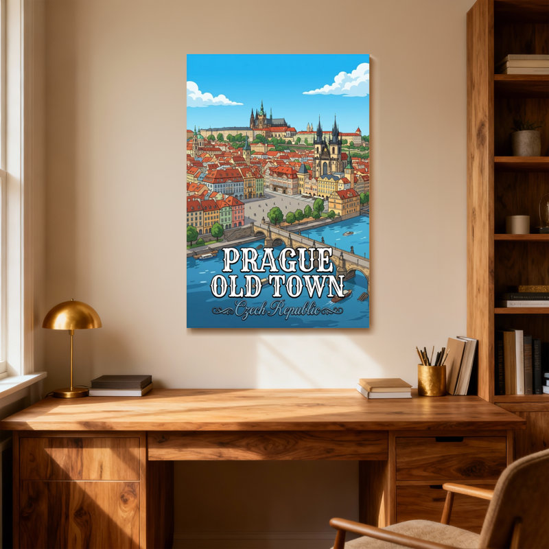 Scénario et paysages urbains, vieille ville de Prague, H 24 po x l 16 po