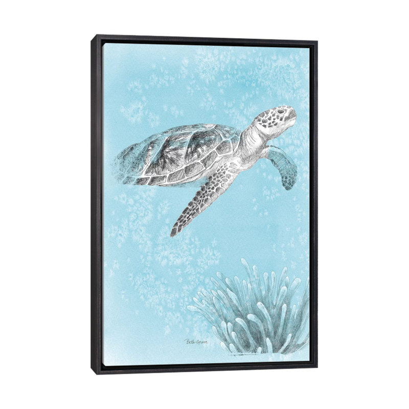 «Coastal Sea Life I V2» par Beth Grove - reproduction d'art, H 26 po x l 18 po x 1,5 po, Toile avec cadre noir patiné