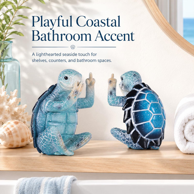 Resin Nose Covering Sitting Turtle Indoor Sculpture