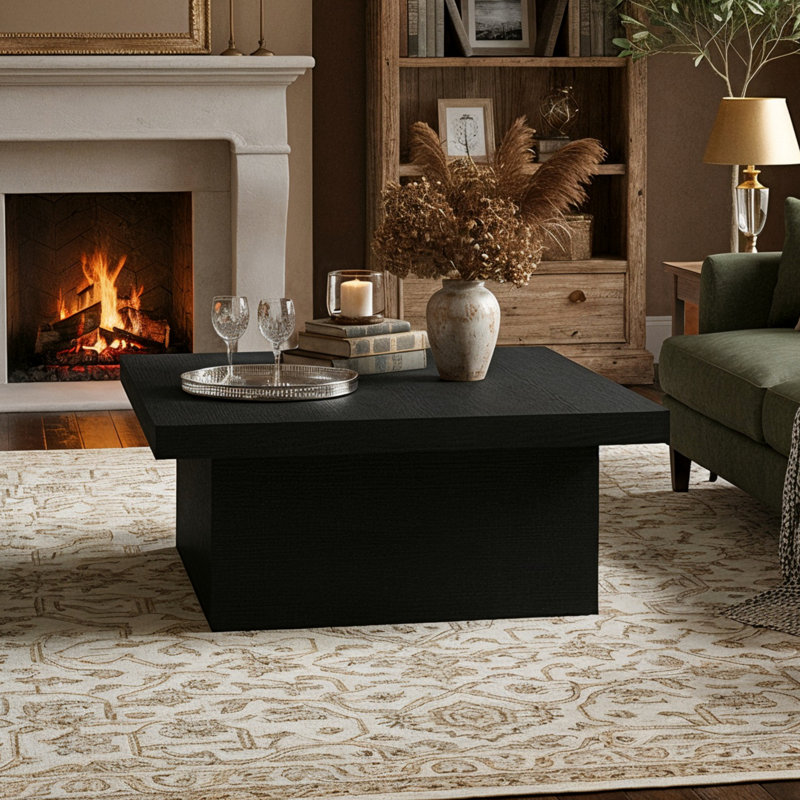 Caomhan Block Coffee Table, 16.1" H x 35.4" L x 35.4" W, Black Oak