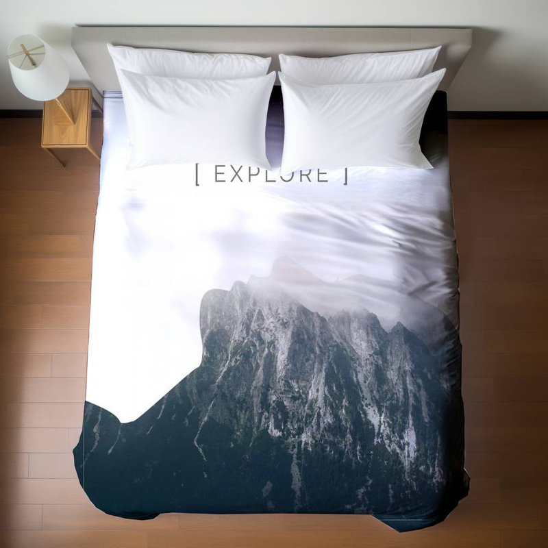 Green Scandinavian Trees Queen Duvet Cover - Explore Design