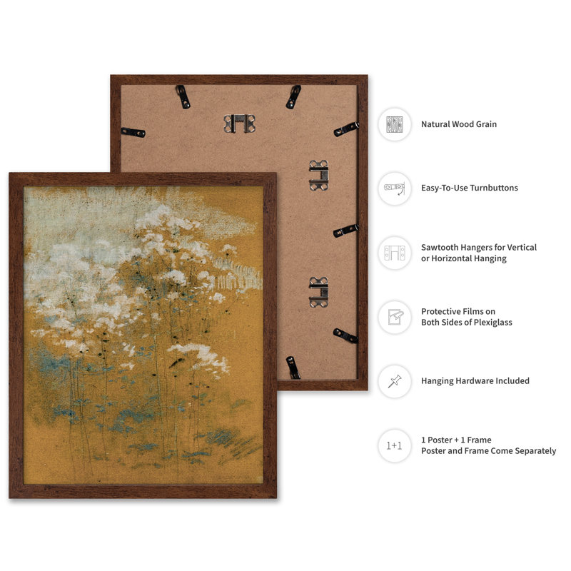 Fleurs sauvages, Poster, 12"H x 16"W, Brown Framed