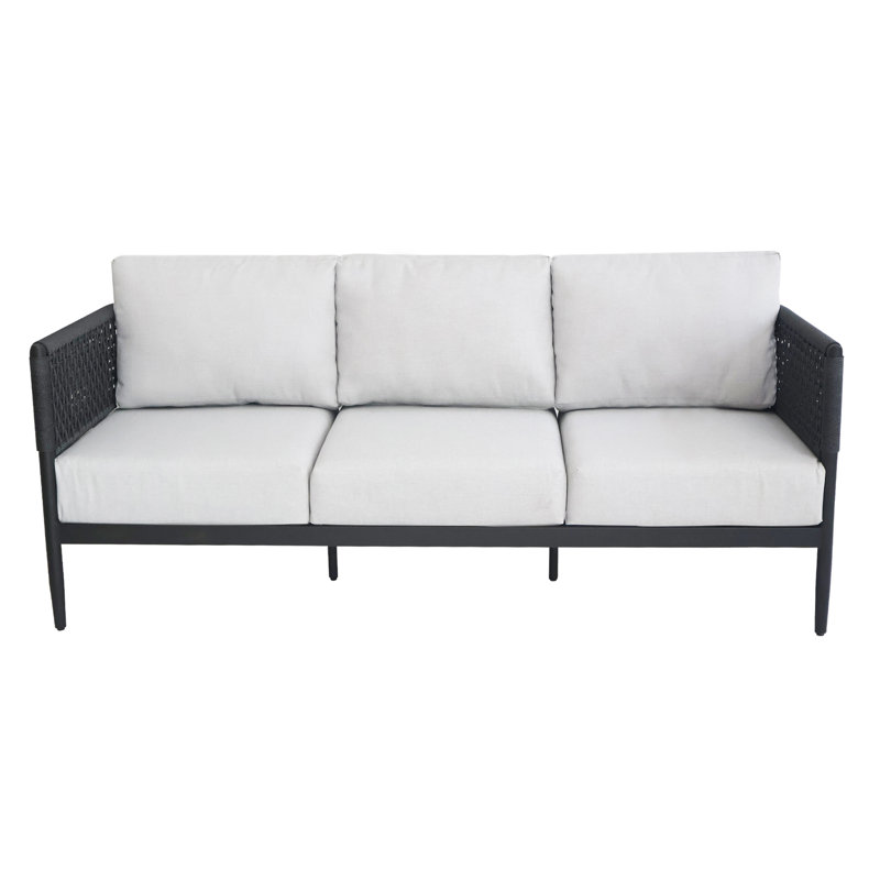 Canapé d'extérieur rectangulaire de 34 po avec coussins Rothsville