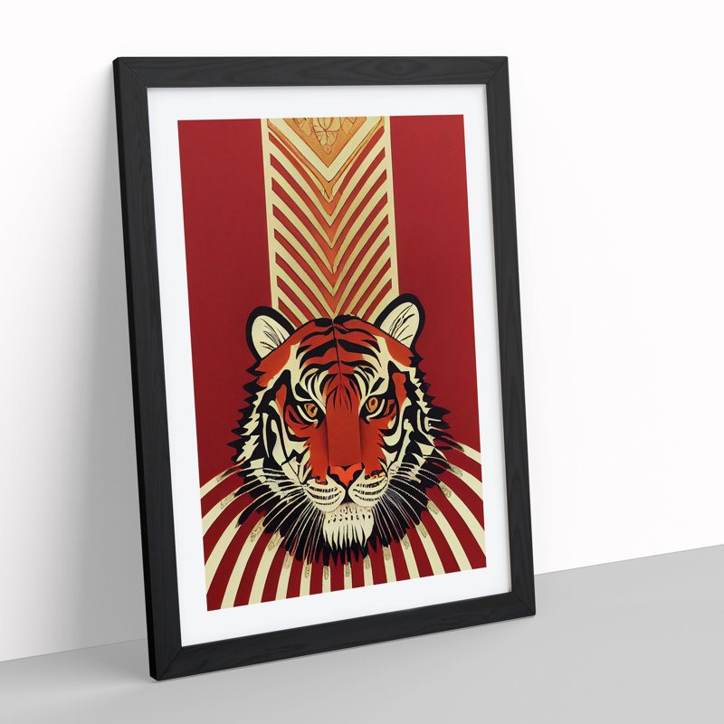 Tiger Nouveau - Framed Print, Black Framed, 34cm H x 25cm W x 2cm D