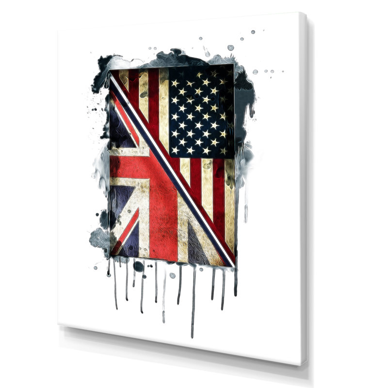«Vintage British and American Flag», impression sur toile tendue