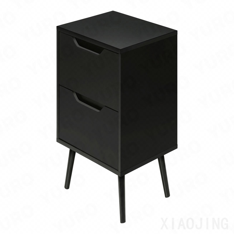 Table de bout moderne en stratifié noir avec tiroir, Noir