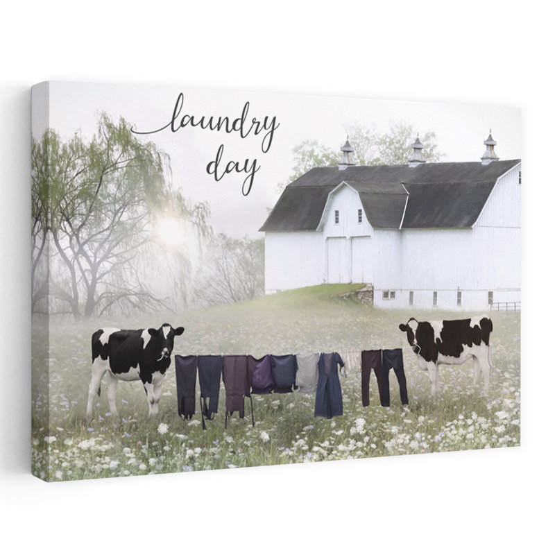 Blanchisserie, jour, vache contemporaine, paysage, art naturel, H 40 po x l 60 po