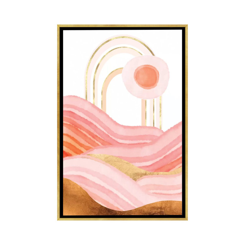 «Late Summer Sunset», reproduction d'impression, H 26 po x l 18 po x 1,5 po, Toile encadrée d'or, Pas de tapis