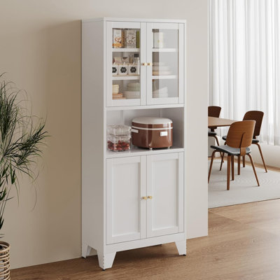 69" Tall Modern Kitchen Pantry,metal Storage Cabinet With Shelves & Glass Doors For Display,pantry Storage Cabinet,freestanding Cupboard For Kitchen,d by Luoyang Xinrui Chuangpin Trading Co., Ltd