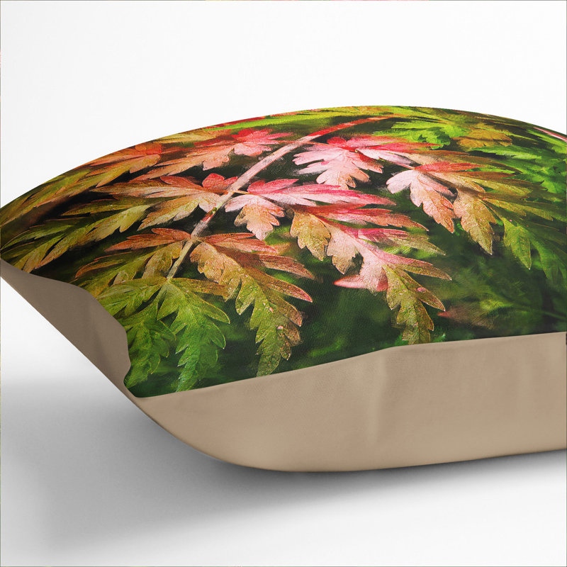 Fern Leaves Vol.2 Painting Floral Square Throw Cushion, Stone, 40cm H x 40cm W x 15cm D