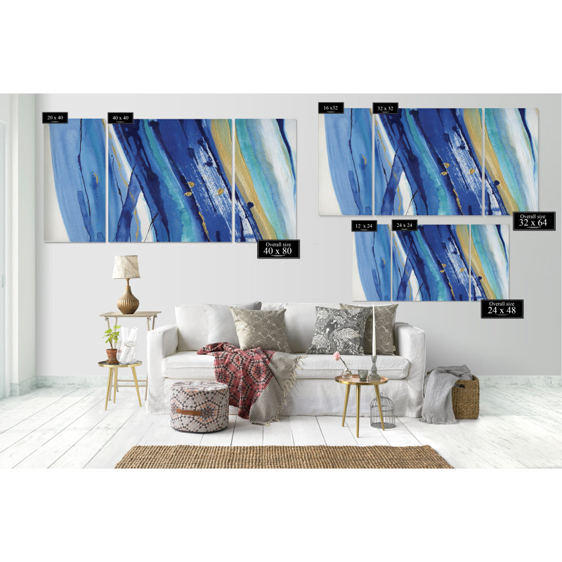 A Premium Waterfall II-image à pièces multiples sur toile, H 24 po x l 36 po x P 1,5 po