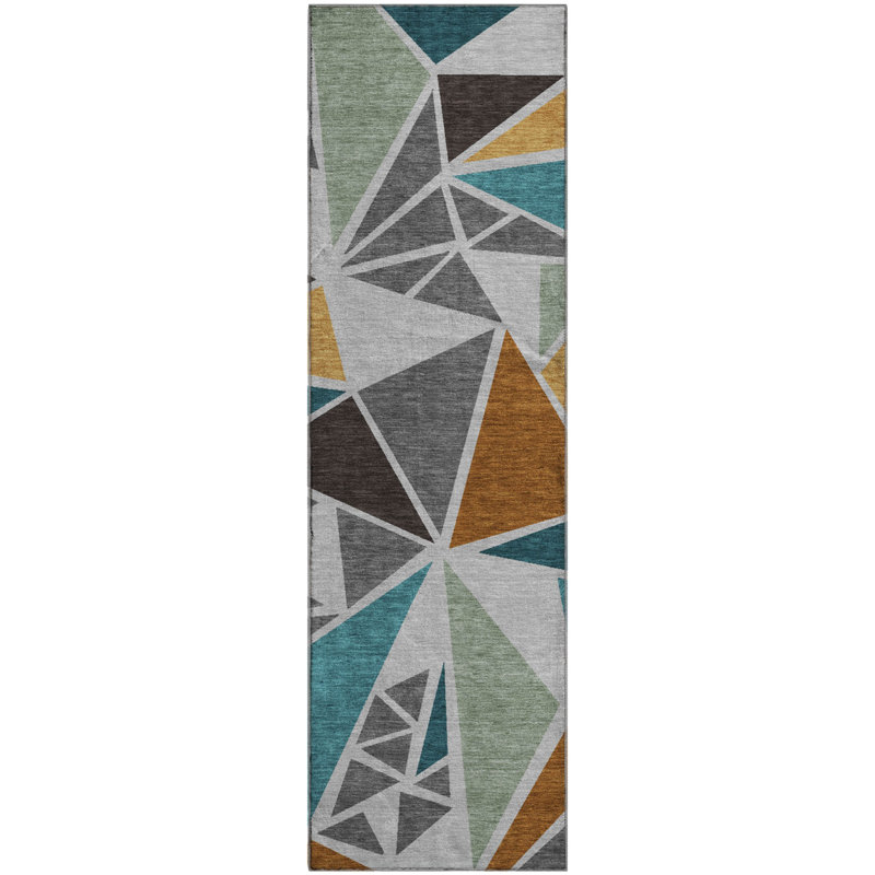 Premium Machine Washable Ketterer AMF1039 Geometric Rug, Runner 2'3" x 7'6"
