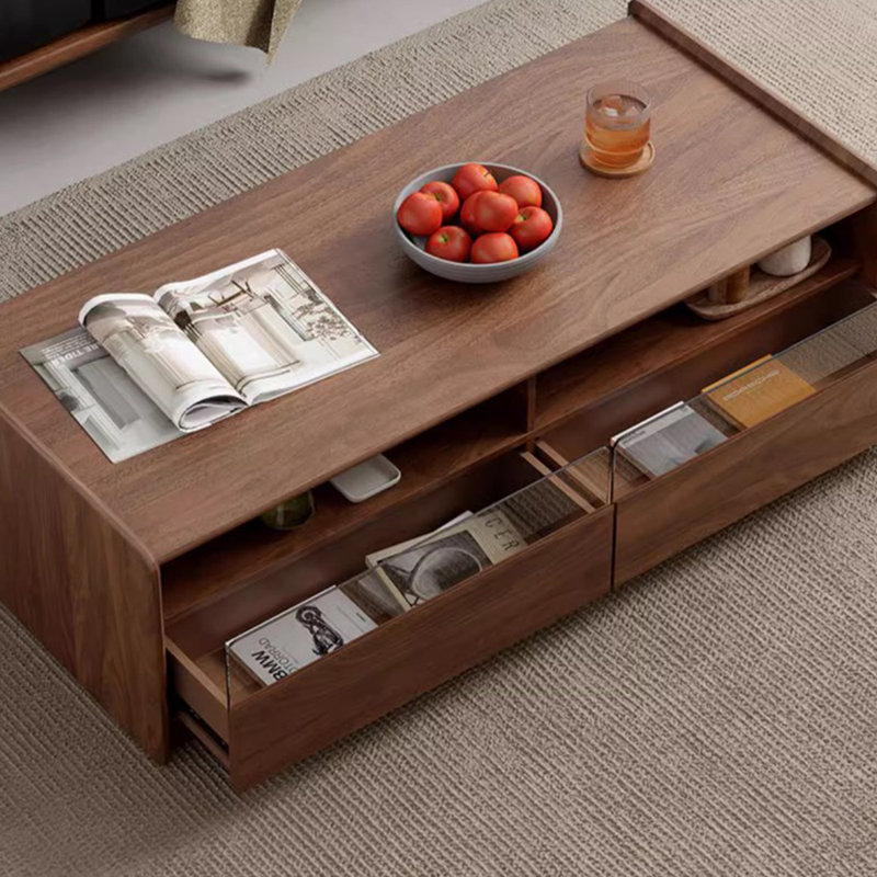 Solid wood tea table with minimalist design, 15.74" H x 47.24" L x 21.65" W